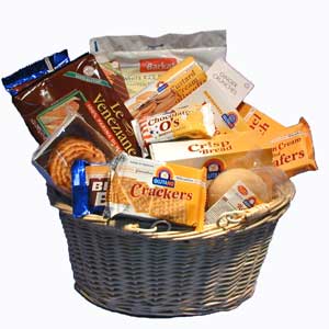 Gift basket full of tasty products for a gluten free diet
